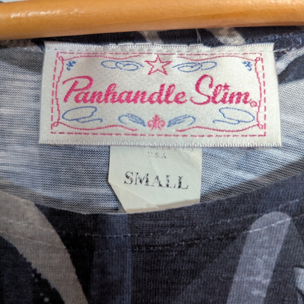 Vintage 90's Panhandle Slim Black and White Floral Blouse - Women's Small - Picture 4 of 8